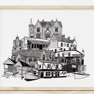 Leigh auf Meer Skyline Druck, Leigh auf Meer Wahrzeichen, Leigh auf Meer Stadtbild, Leigh-on-Sea Wandkunst, Essex Geschenk, Leigh Illustration, Southend