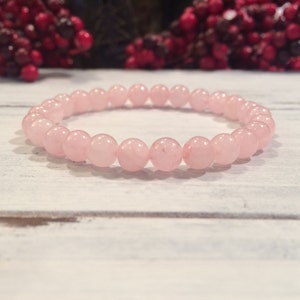 6mm A grade Rose Quartz Bracelet, Small Bead Stacking Bracelet, Wrist Mala Beads For Love, Compassion, Kindness, Forgiveness, Heart Chakra