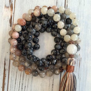 Divine Feminine Moonstone Mala, 108 Mala Beads, Meditation Beads, Buddhist Prayer, For Intuition-Femine Energy-Emotional Balance, Goddess