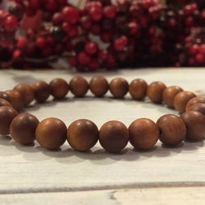 8mm Sandalwood Bracelet, Stacking Bracelet, Wrist Mala For Meditation, Deep Relaxation, Soothing, Stress Relief, Calming The Mind, Aromatic