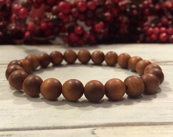 8mm Sandalwood Bracelet, Stacking Bracelet, Wrist Mala For Meditation, Deep Relaxation, Soothing, Stress Relief, Calming The Mind, Aromatic