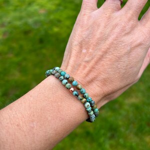 5mm Genuine African Turquoise Double Wrap Bracelet, Yoga Bracelet, Wrist Mala, Positive Change, Evolution, Personal Development, Letting Go image 3