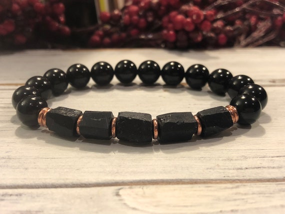 10mm Raw Black Tourmaline AAA Black Tourmaline Bracelet | Etsy