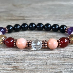 Happy 7 Bracelet for Positivity & Joy, Healing Crystals, Mood Boosting Mala Beads - For More Joy, Optimism, Happiness, Living Your Best Life