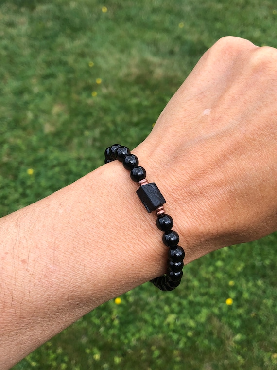 Raw Black Tourmaline AAA Black Tourmaline Bracelet 6mm Wrist Mala Protection Grounding Stress Relief Overall Wellbeing Root Chakra Etsy UK