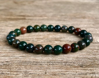 6mm Bloodstone Bracelet, Small Bead Stacking Bracelet, Wrist Mala for Protection, Immune System Support, Physical Vitality, Root Chakra