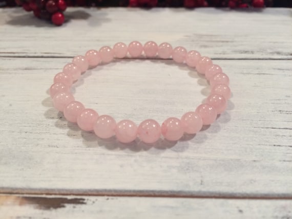 Rose Quartz Genuine Crystal Bracelet 6.5 Inches (Tiny Wrist)