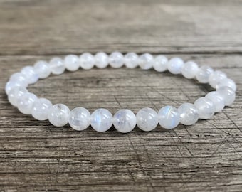 6mm AA Grade Moonstone Bracelet, Small Bead Stacking Bracelet, Wrist Mala, Emotional Balance, Feminine Energy, Goddess Stone, Gift For Her