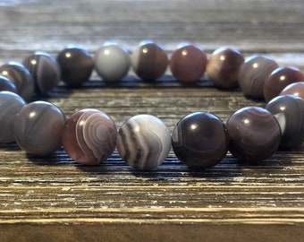 10mm Botswana Agate Bracelet, A Grade, Stacking Bracelet, Wrist Mala, Protective, Soothing, Provides Comfort, For Sensitive Souls, For Grief