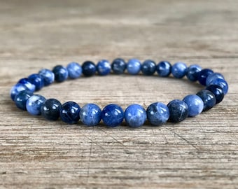 6mm Sodalite Bracelet, Small Bead Stacking Bracelet, Wrist Mala for Deepening Meditation Practice, Spiritual Awareness, Belief In Yourself