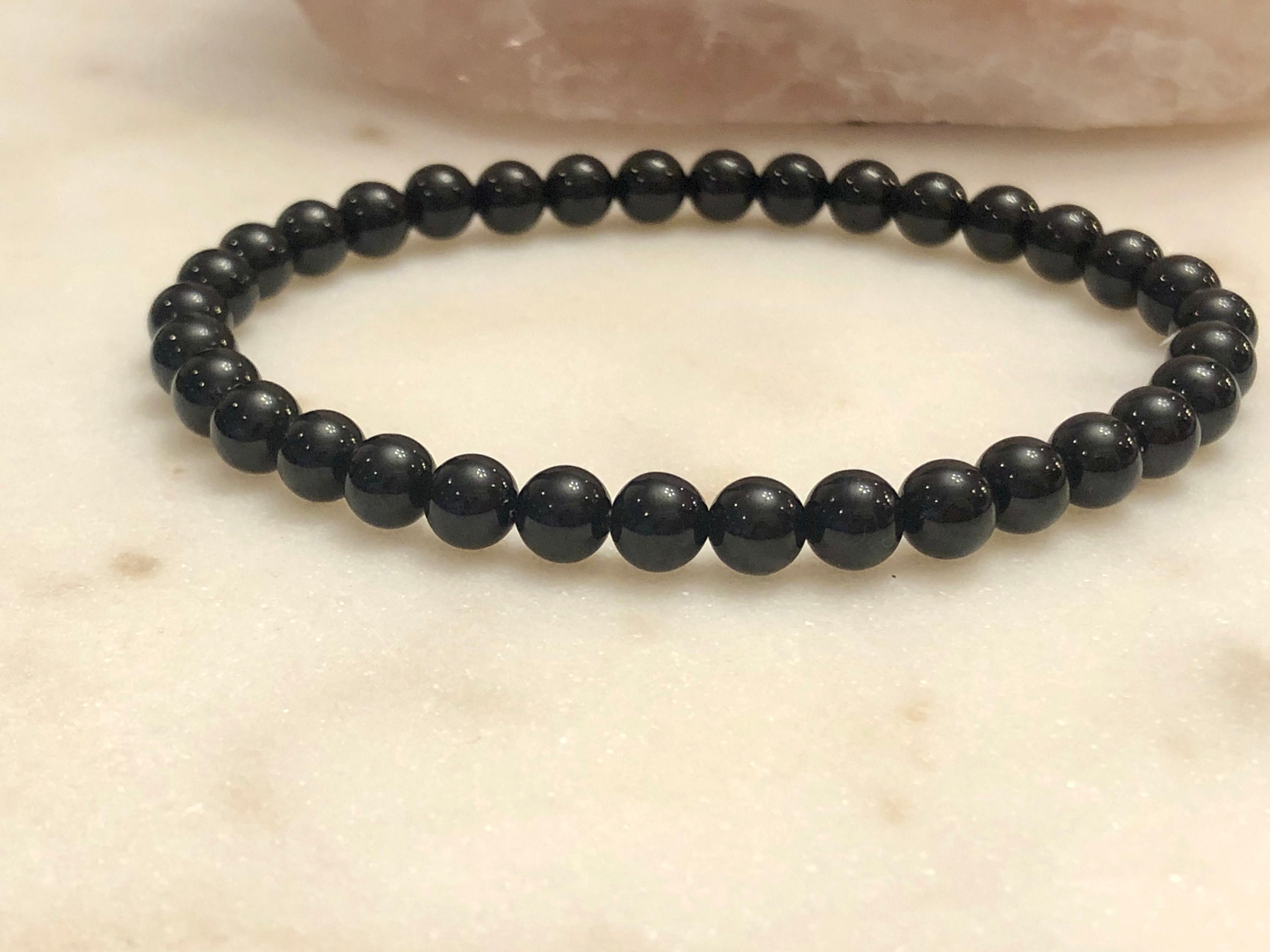 AAA Quality Natural Black Tourmaline Stone Round Beaded