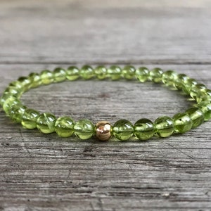 5mm Peridot Bracelet, AA Grade, Mini Stacking Bracelet, Choose Gold Fill/Silver/Copper, August Birthstone, For Abundance/Joy, Heart Chakra,