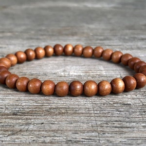 Pulsera de sándalo de 6 mm, pulsera de cuentas pequeñas apilables, mala de muñeca, meditación, relajación profunda, calmante, alivio del estrés, aromático