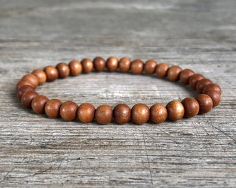 6mm Sandalwood Bracelet, Small Bead Stacking Bracelet, Wrist Mala, Meditation, Deep Relaxation, Soothing, Stress Relief, Calming, Aromatic