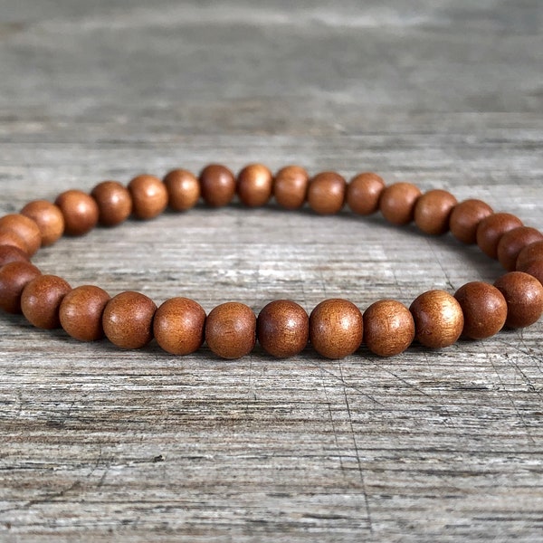 6mm Sandalwood Bracelet, Small Bead Stacking Bracelet, Wrist Mala, Meditation, Deep Relaxation, Soothing, Stress Relief, Calming, Aromatic