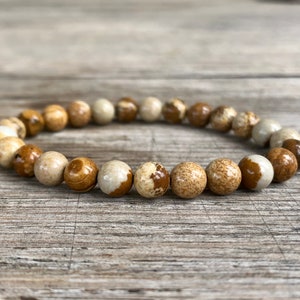 6mm Picture Jasper Bracelet, Small Bead Stacking Bracelet, Healing Stones For Meditation-Stability-Connecting To Earth, Root Chakra Bracelet