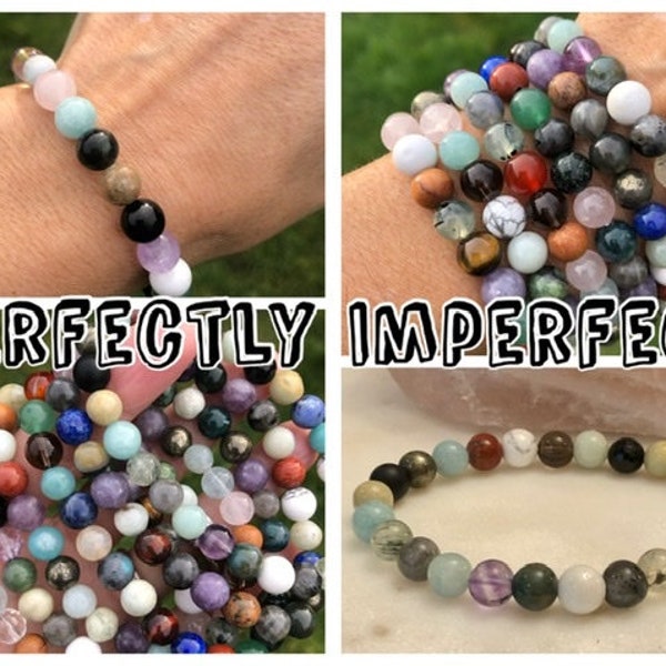 Parfaitement imparfait, GRANDES ÉCONOMIES, Perles légèrement imparfaites, Grande énergie, Choisissez un bracelet Mala de 6 mm ou 8 mm, Méditation, En vente, Pour la charité