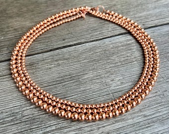 Genuine Untreated Copper Necklace, Raw Copper, Helps Energy Flow, Grounding, Aligns Emotional & Physical Body, Choose 3/4/5/6mm Beads