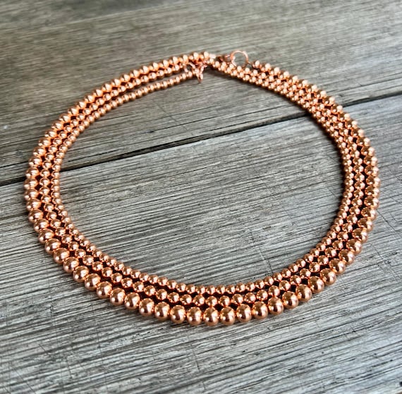 Genuine Untreated Copper Necklace, Raw Copper, Helps Energy Flow, Grounding, Aligns Emotional & Physical Body, Choose 3/4/5/6mm Beads