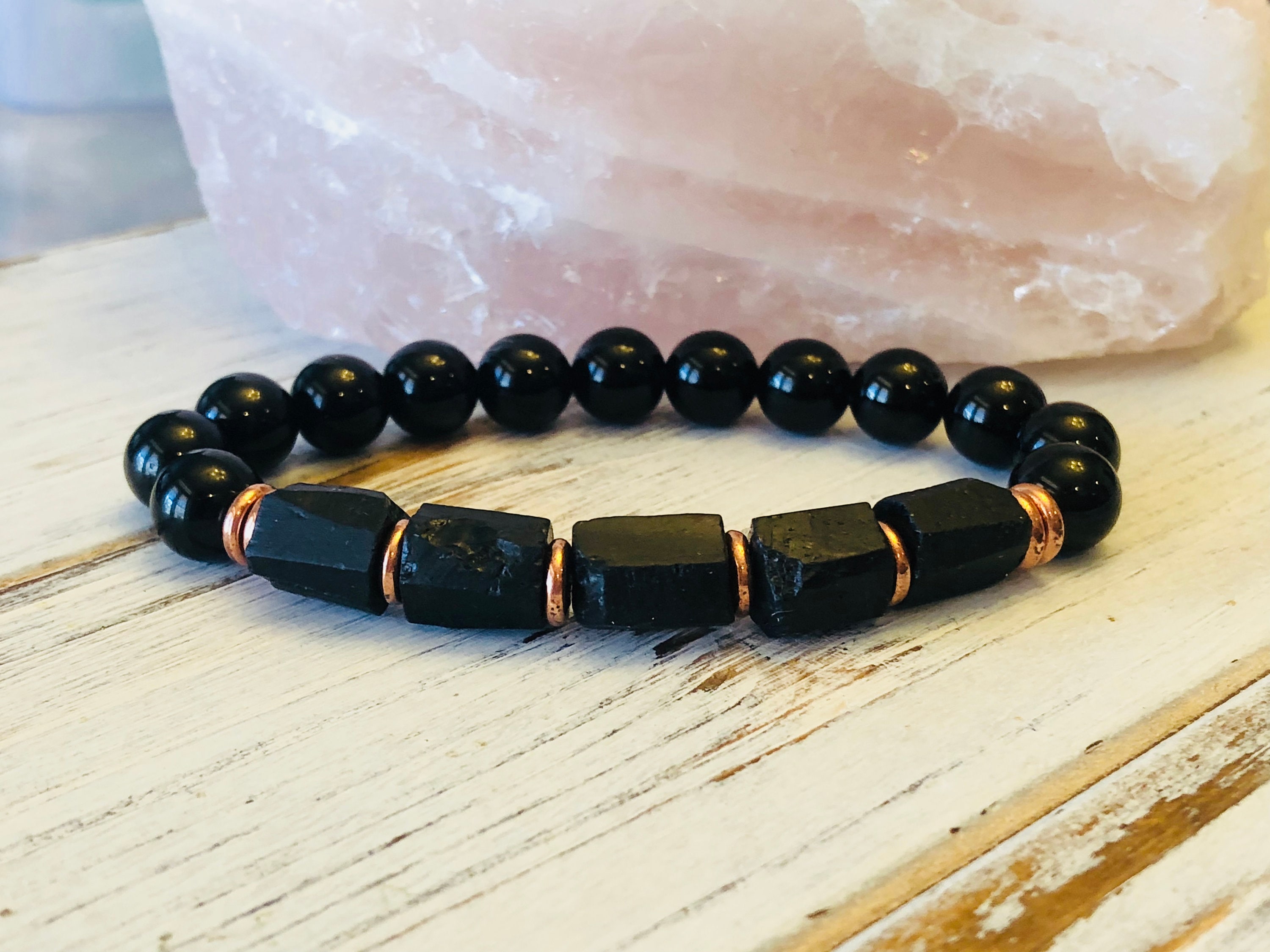 Buy Reiki Crystal Products Natural Black Tourmaline Bracelet 10 mm Beads  for Reiki Healing and Crystal Healing Stones Bracelet (Color : Black) at  Amazon.in