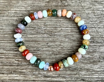 Inventory Clearance, BIG SAVINGS, 6mm Mixed Rondelle Healing Stones, Genuine Copper Accent, Great Energy, Meditation, For Charity