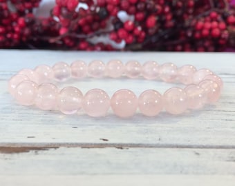 8mm A Grade Rose Quartz Bracelet, Stacking Bracelet, Wrist Mala For Love, Compassion, Kindness, Forgiveness, Love Yourself, Love Others