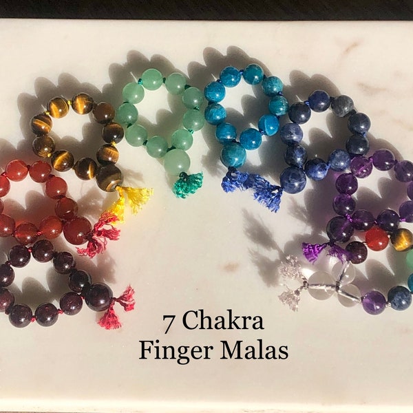 Mala pour les doigts, 9 perles, méditation, mini mala pour doigt/main/poche/sac à main, calmant, perles agitées, choix entre chaque chakra ou mala à 7 chakras