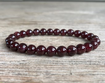 Garnet Bracelet, 6mm A Grade Garnet Bracelet, January birthstone bracelet, Wrist Mala For Positivity, commitment, Rejuvenation, Root Chakra