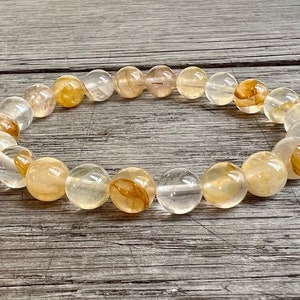 8mm Golden Healer Quartz, Stacking Bracelet, Brings Radiant Light Within, Self Confidence, Joy, Releases Negative Energy, For All Chakras