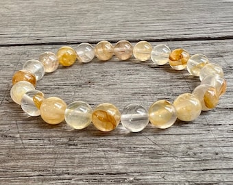 8mm Golden Healer Quartz, Stacking Bracelet, Brings Radiant Light Within, Self Confidence, Joy, Releases Negative Energy, For All Chakras