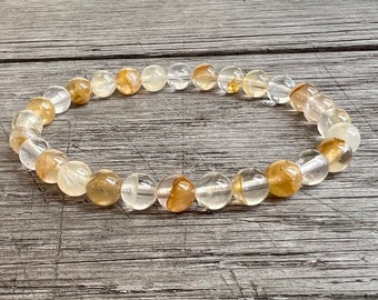 6mm Golden Healer Quartz, Stacking Bracelet, Brings Radiant Light Within, Self Confidence, Joy, Releases Negative Energy, For All Chakras