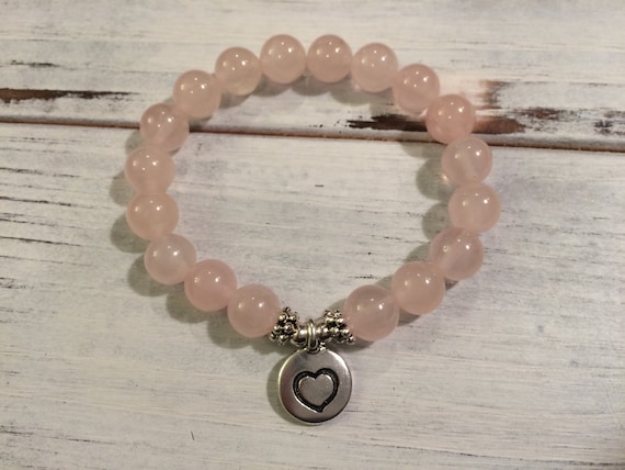 A Grade Rose Quartz Bracelet, Heart Chakra Healing Bracelet, Wrist Mala, Self / Attract Love, Compassion, Healing Heart, Valentines Day Gift