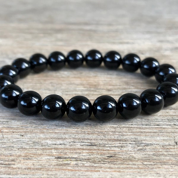 8mm AAA Grade Black Tourmaline Bracelet, Stacking Bracelet, Protection, Negative Energy Shield, Grounding, Overall Wellbeing, Root Chakra