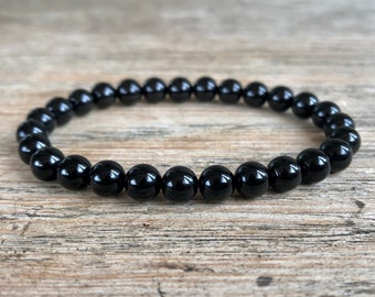 6mm AAA Grade Black Tourmaline Bracelet, Small Bead Stacking Bracelet, Healing Stones, Protection, Stress Relief, Detox, Overall Wellbeing