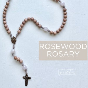 Rosewood Rosary with Solid Bronze Parts Sacred Heart Centerpiece Sorrowful Mother Crucifix Rosary Wood Bead Rosary Catholic Rosary image 1