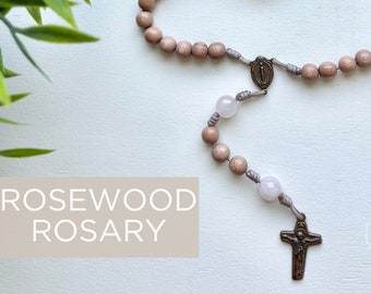 Rosewood Rosary with Solid Bronze Parts – Miraculous Medal Centerpiece – Sorrowful Mother Crucifix – Rosary – Miraculous Medal - Catholic