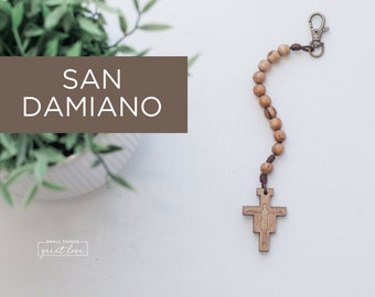 SAN DOMIANO Decade Rosary with Clasp - Decade Rosary - Catholic Rosary  - Wood Bead Rosary - Confirmation Gift - Catholic Gift