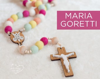 MARIA GORETTI Wall Rosary - St. Maria Goretti - Wall Rosary - Felt Ball Rosary - Catholic Gift - Rosary - Catholic Wedding - Catholic Girl