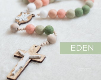 EDEN Wall Rosary - The Garden of Eden - Wall Rosary - Felt Ball Rosary - Catholic Gift - Rosary - Catholic Wedding