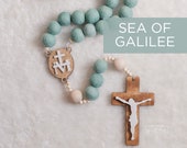 SEA OF GALILEE Wall Rosary - Catholic Rosary - Felt Ball Rosary - Wall Rosary - Baptism Gift - Catholic Gift - First Communion Gift - Rosary