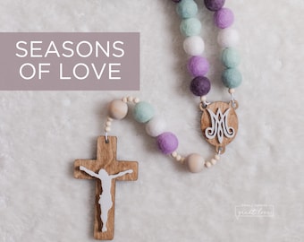SEASONS OF LOVE Wall Rosary - Catholic Rosary - Felt Ball Rosary - Wall Rosary - Baptism Gift - Catholic Gift - First Communion - Wedding
