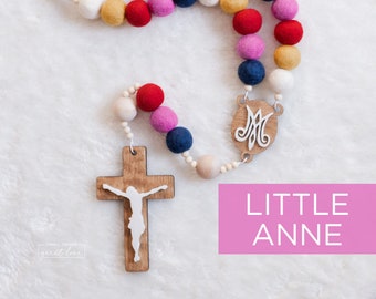 LITTLE ANNE Wall Rosary - St. Anne - Mother of Mary - Wall Rosary - Felt Ball Rosary - Catholic Gift - Rosary - Catholic Wedding - Catholic