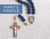 MARY'S MANTLE Wall Rosary - Catholic Rosary - Felt Ball Rosary - Navy Rosary - Baptism Gift - Catholic Gift - Wall Rosary - Wedding Rosary