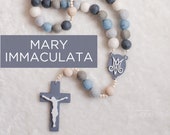 MARY IMMACULATA Wall Rosary - Catholic Rosary - Felt Ball Rosary - Wall Rosary - Baptism Gift - Catholic Gift - First Communion - Rosary