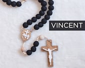 VINCENT Wall Rosary - St. Vincent DePaul - Wall Rosary - Felt Ball Rosary - Catholic Gift - Rosary - Catholic Wedding - Catholic Man