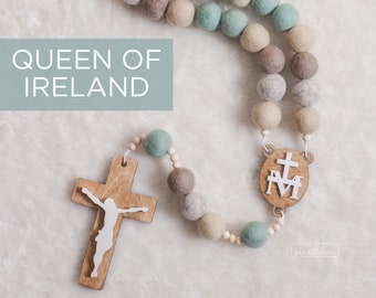 QUEEN OF IRELAND Wall Rosary - Catholic Rosary - Felt Ball Rosary - Wall Rosary - Baptism Gift - Catholic Gift - First Communion - Rosary