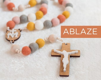 ABLAZE Wall Rosary - St. Catherine of Siena - Wall Rosary - Felt Ball Rosary - Catholic Gift - Rosary - Catholic Wedding