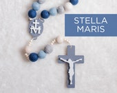 STELLA MARIS Wall Rosary - Catholic Rosary - Felt Ball Rosary - Catholic Art - Baptism Gift - Catholic Gift - First Communion Gift