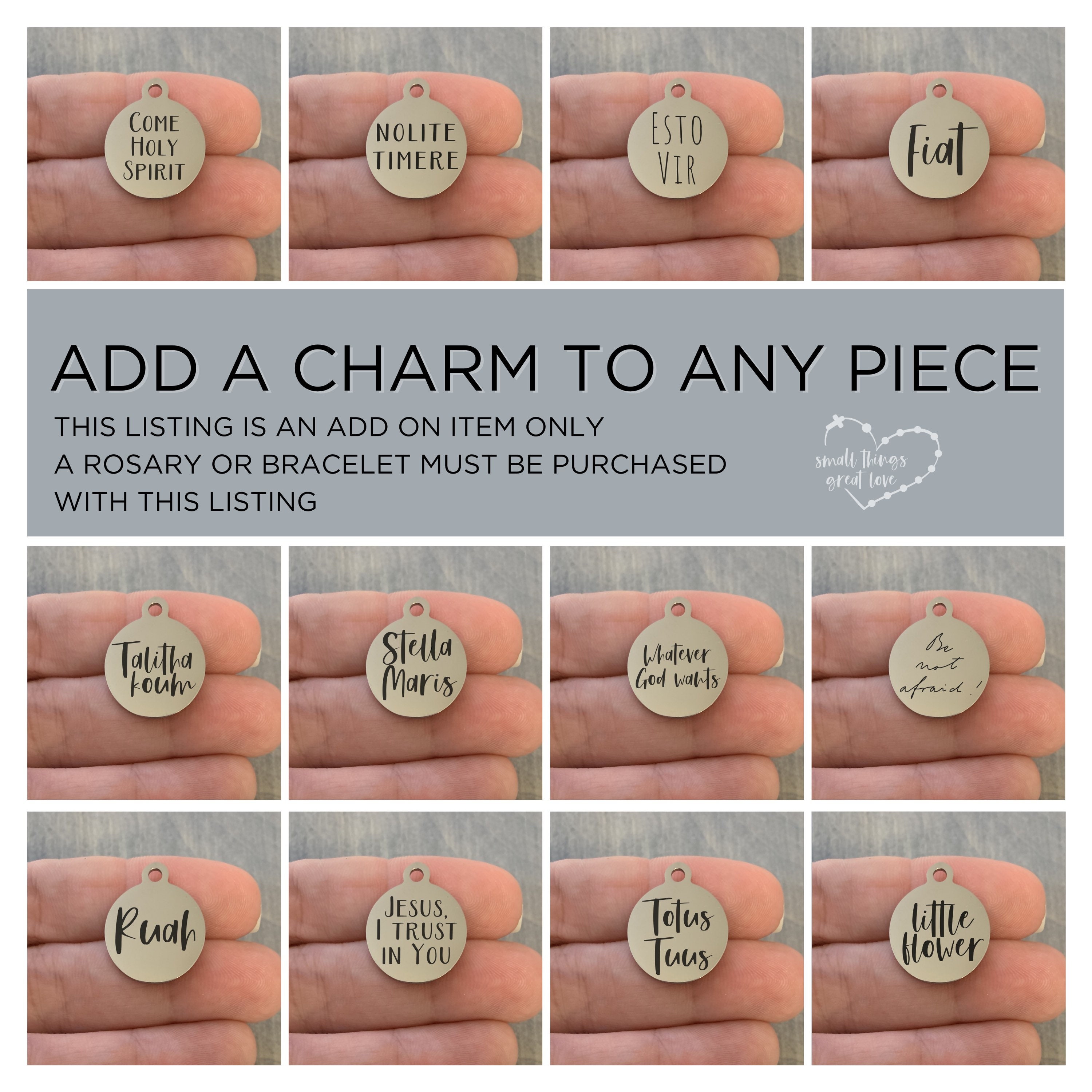 ADD ON ITEM - Be not afraid - Totus Tuus - Come Holy Spirit - Stella …