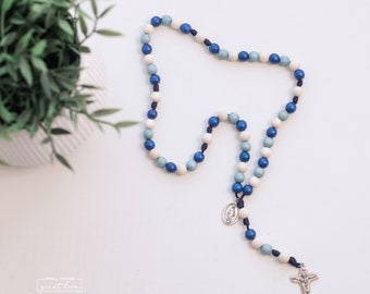BLUE SEA Wood Bead Rosary - Catholic Rosary  - Wood Rosary - Wood Bead Rosary - Confirmation Gift - Catholic Gift - First Communion